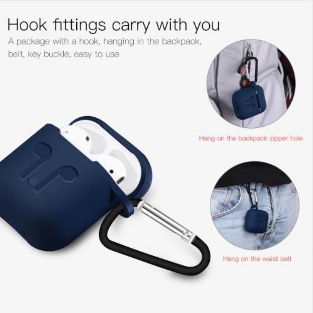 NEW Apple Airpods Protective Silicone Case W/Hook - Picture 4 of 6